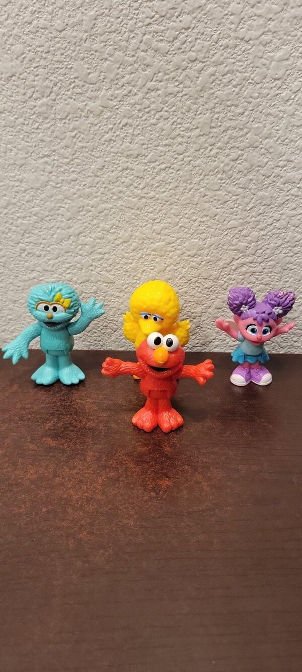 Sesame Street Workshop 4 In Lot Plastic Figures 3” Tall Cake Toppers/ Toys